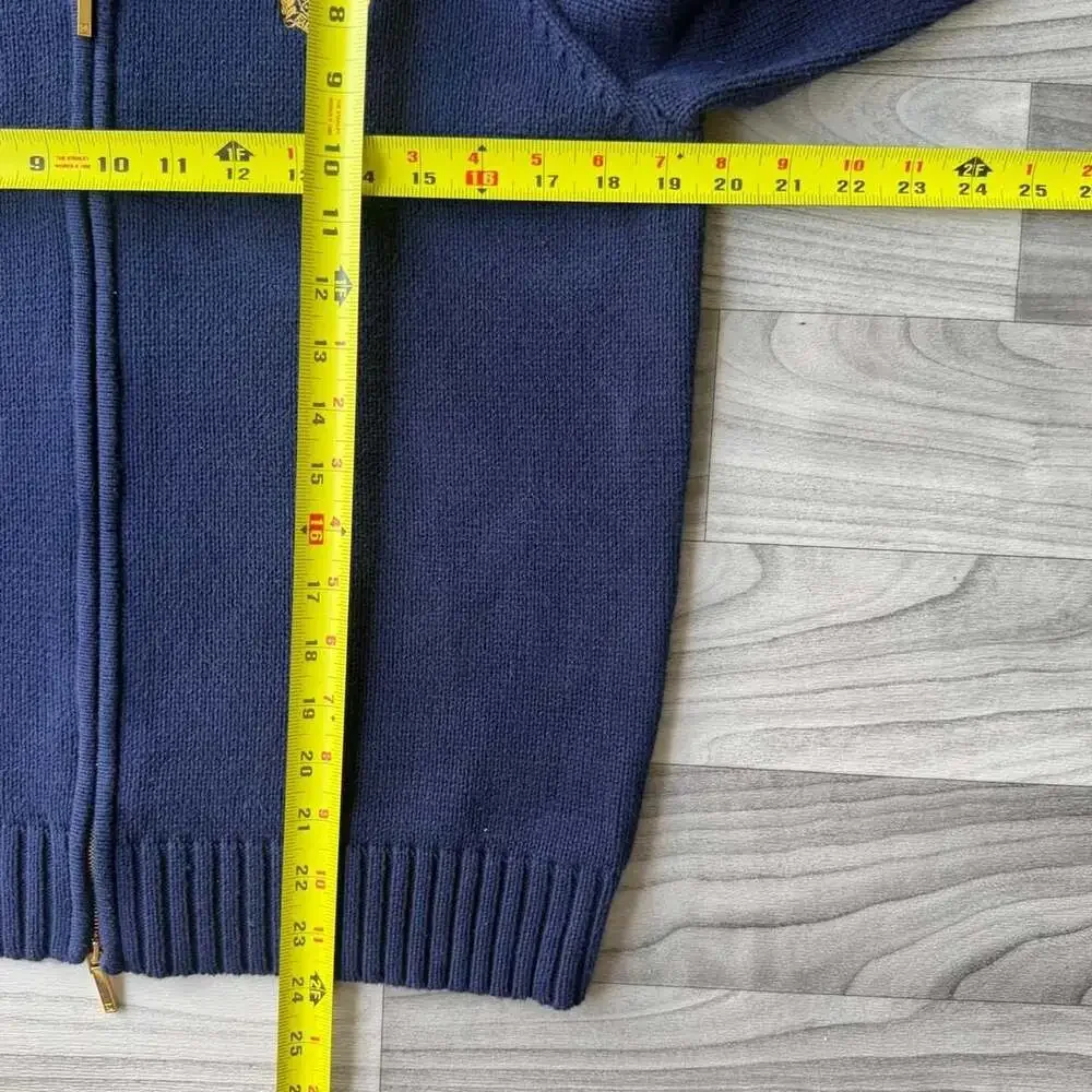 Lauren Ralph Lauren Navy Crest Full Zip Knit Sweater